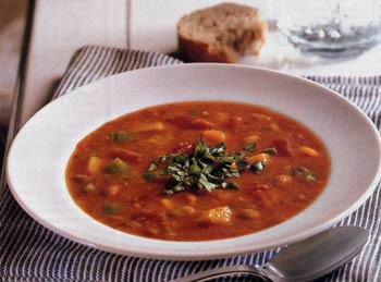 Pinto bean, tomato and butternut squash soup