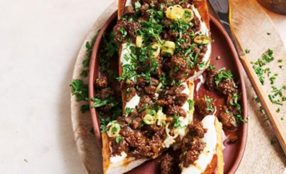 Pintxo-style chopped steak sandwiches
