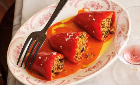 Piquillo peppers with spiced rice
