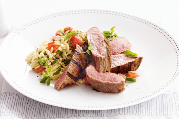 Piri piri lamb with tomato & herb risoni