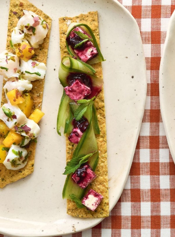 Piripiri plum chutney with feta & cucumber