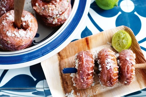 Pisco sour glazed picarones