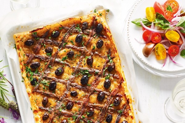Pissaladiere with tomato salad