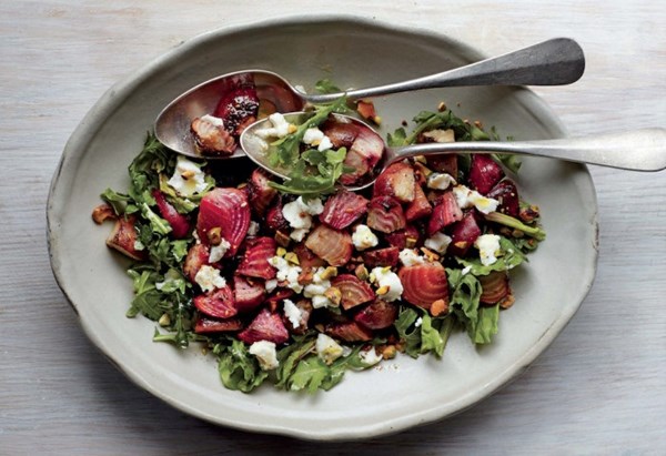 Pistachio & beet salad with goat cheese & pistachio oil