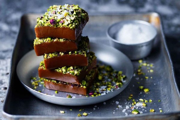 Pistachio & tahini caramels