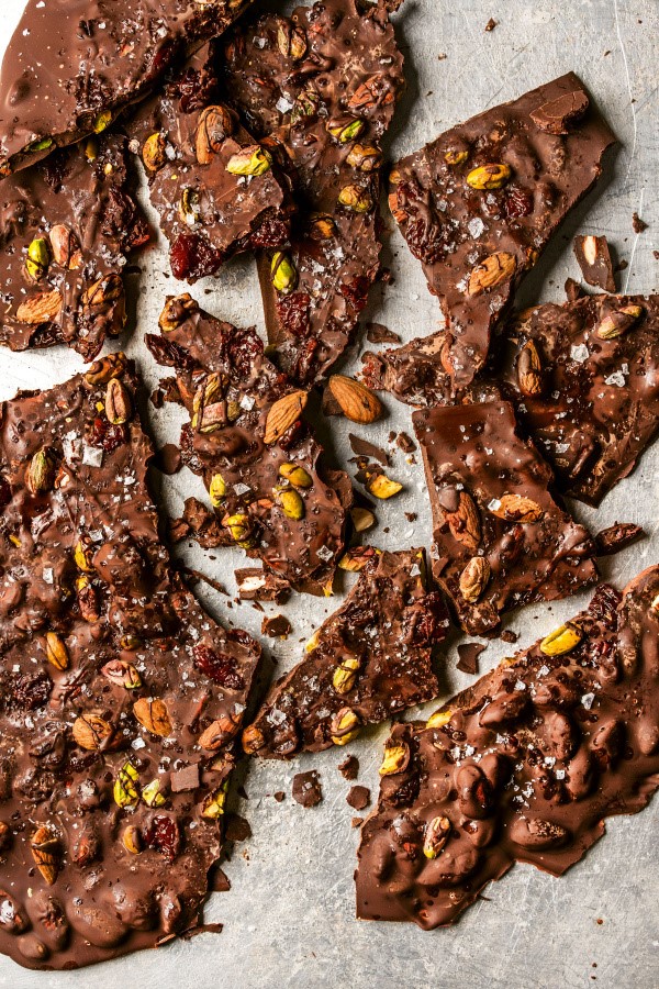 Pistachio, almond, and dried cherry bark