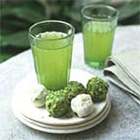 Pistachio and basil white chocolate truffles