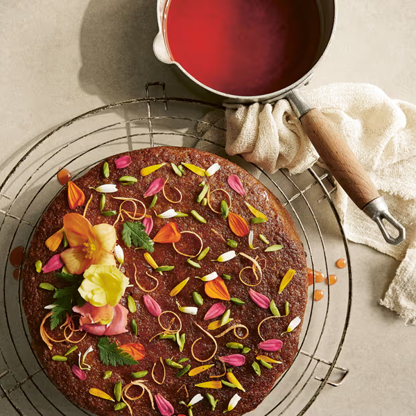 Pistachio and blood orange cake