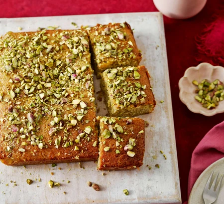 Pistachio and blood orange cake