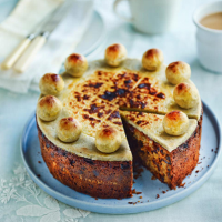 Pistachio and orange blossom simnel cake