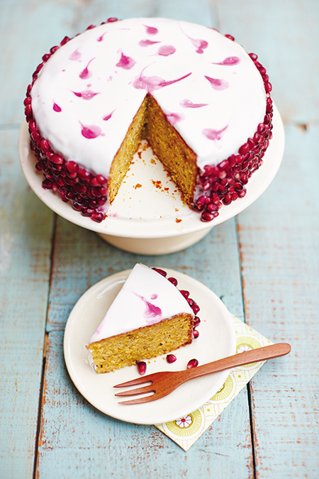 Pistachio and pomegranate cake