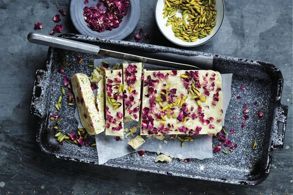 Pistachio and rose halva
