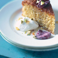 Pistachio and rose water semolina cake