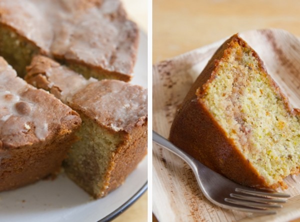 Pistachio and sour cream coffee cake