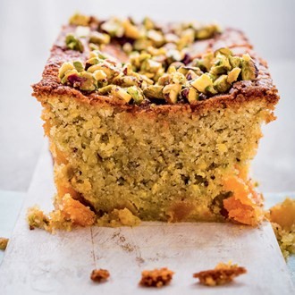 Pistachio, apricot and orange blossom cake