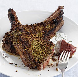 Pistachio-crusted lamb chops