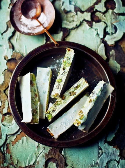 Pistachio lemon thyme nougat