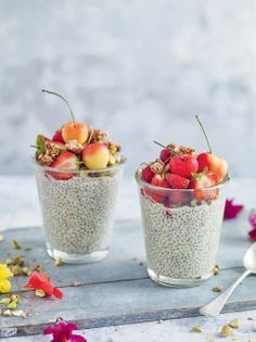 Pistachio milk chia pudding in a jar