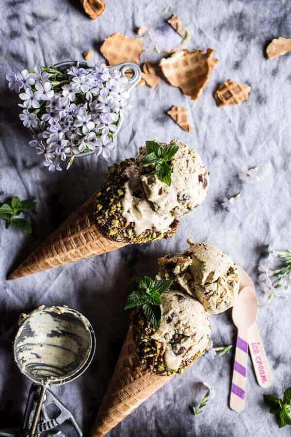 Pistachio mint chip ice cream