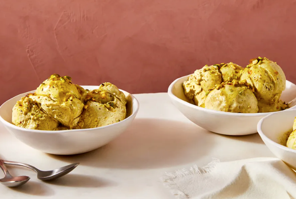 Pistachio olive oil ice cream
