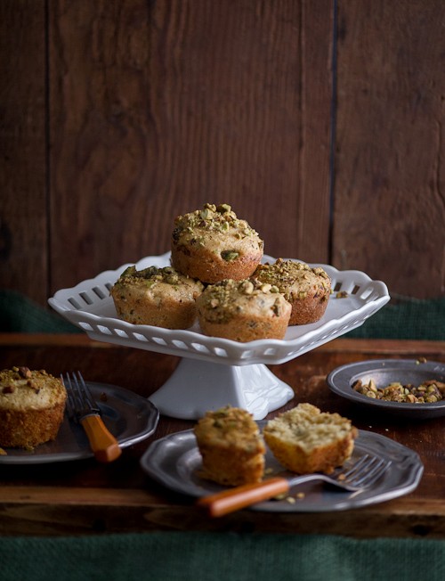 Pistachio olive oil mini tea cakes