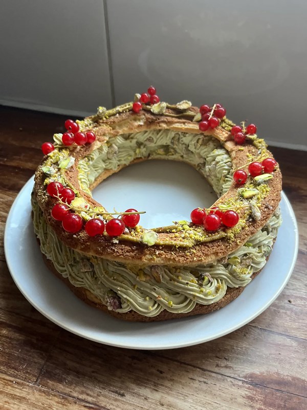 Pistachio Paris-Brest aka a festive wreath