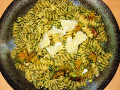 Pistachio pesto pasta with butternut squash