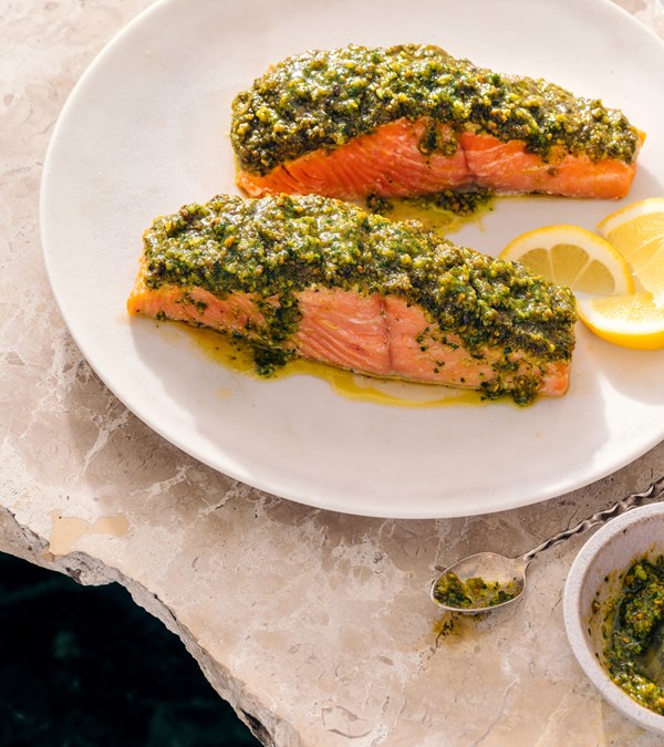Pistachio pesto salmon