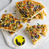 Pistachio, rosemary and cherry focaccia 