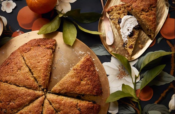 Pistachio, sour cherry & orange blossom scone wheel