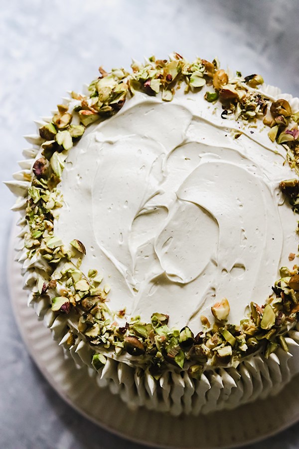 Pistachio truffle layer cake