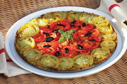 Pistou tomato tart in a basil crust (La tarte aux tomatoes et au pistou, pâte de basilic)