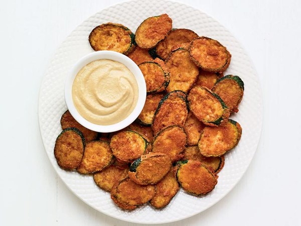 Pita chip-crusted fried zucchini