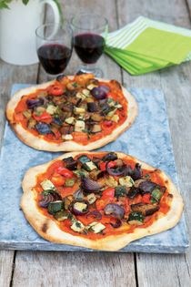 Pizza with roast summer vegetables