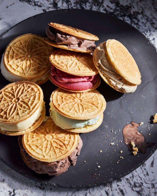 Pizzelle ice cream sandwiches