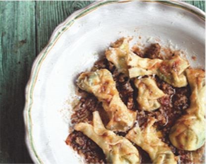 Plaited Sardinian ravioli (Culurgiones)