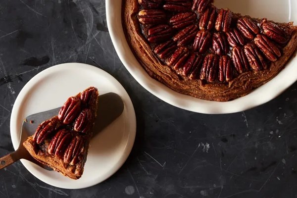 Plant-based bourbon pecan pie