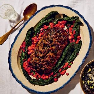 Plant nut roast with cavolo nero & apple and cranberry compote