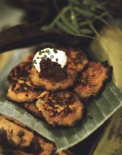 Plantain, chilli & polenta fritters