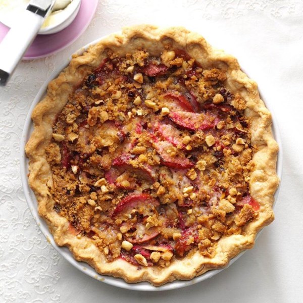 Plum & hazelnut pie