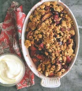 Plum & raspberry crisp