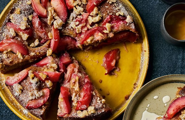 Plum & walnut cake