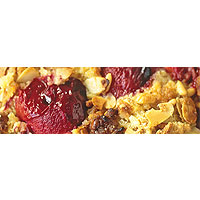 Plum, almond and pine nut streusel cake