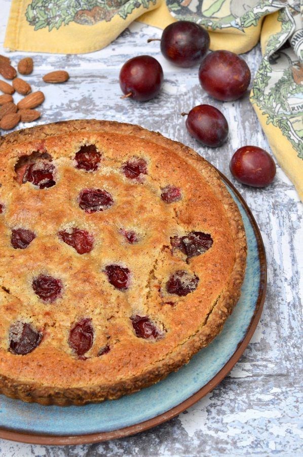 Plum almond tart