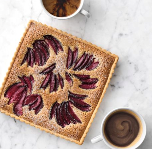 Plum-almond tart
