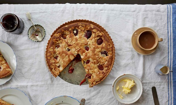 Plum and almond tart with star anise and vanilla
