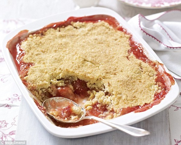 Plum and apple crumble with a super-crunchy topping