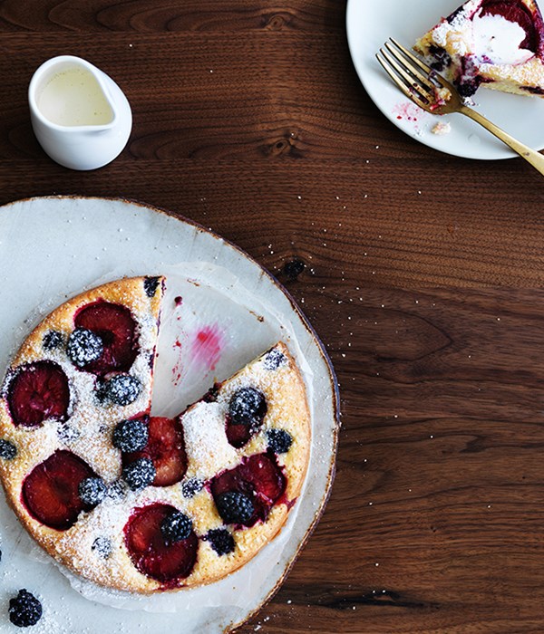 Plum and blackberry cake