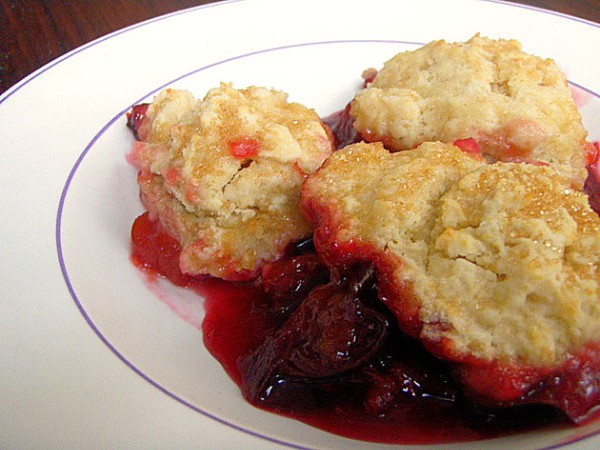 Plum and ginger cobbler