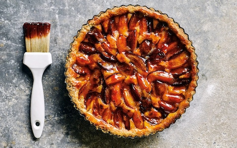 Plum and hazelnut tart